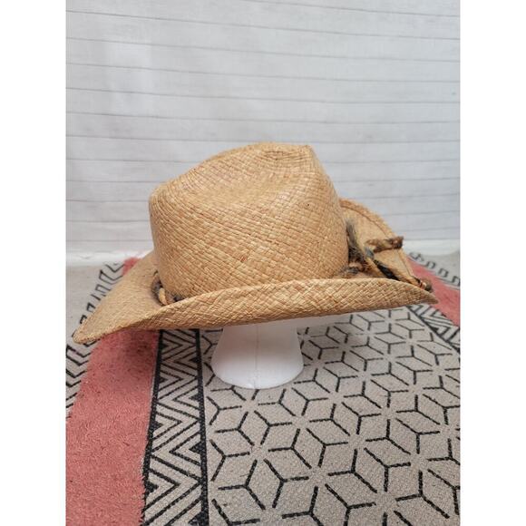 SHADY BRADY BUFFALO NICKEL & HORSE HAIR BRAID STRAW COWBOY HAT, SZ LARGE - Picture 5 of 13
